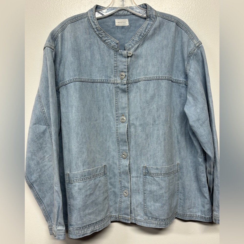 Poetry Organic Cotton Hemp Denim Jacket Size 16